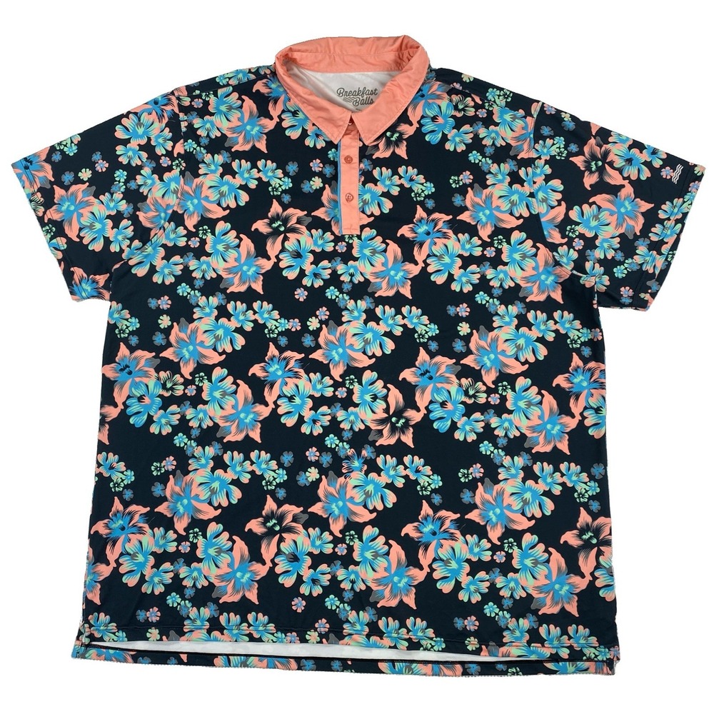 RSVLTS Breakfast Balls Midnight Bloom Golf Polo Shirt Men's 4XL